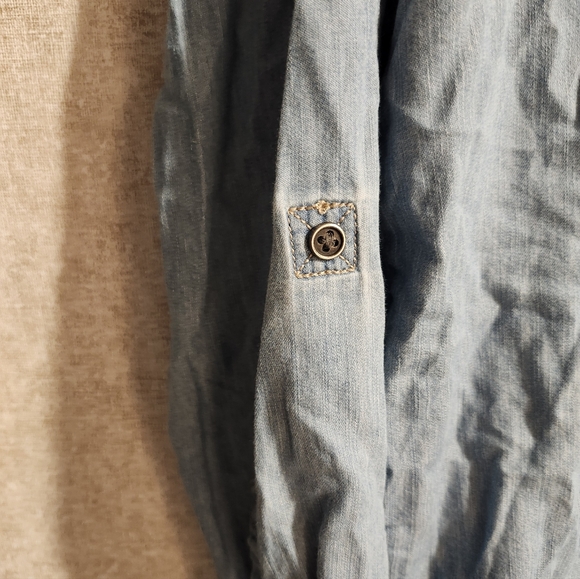 Sonoma Chambray Popover Top Size L Casual Lightweight Blouse - Picture 3 of 4